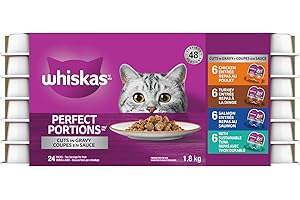 Whiskas Perfect Portions Adult Wet Cat Food Cuts in Gravy Variety Pack Chicken, Turkey, Salmon, Tuna - 75g (24 Pack)