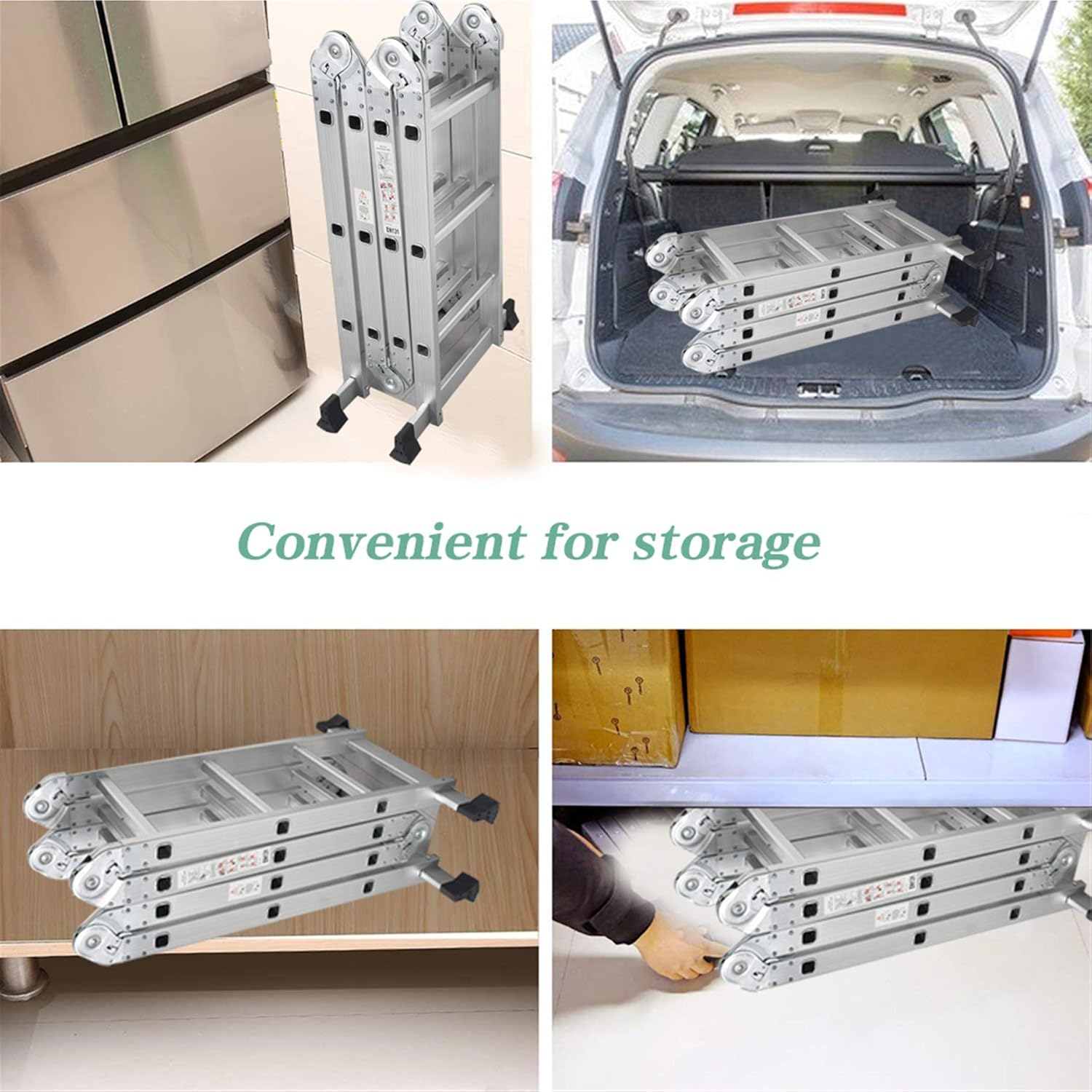 netuera Extension Ladder Folding Step Ladder Aluminum Multi - Use Heavy Duty Step Ladder Staircase Ladder Wall Ladder Scaffold Ladder 11.8FT/3.6M with Safety Locks, 330 LBS Capacity, Non-Slip Mats - - 