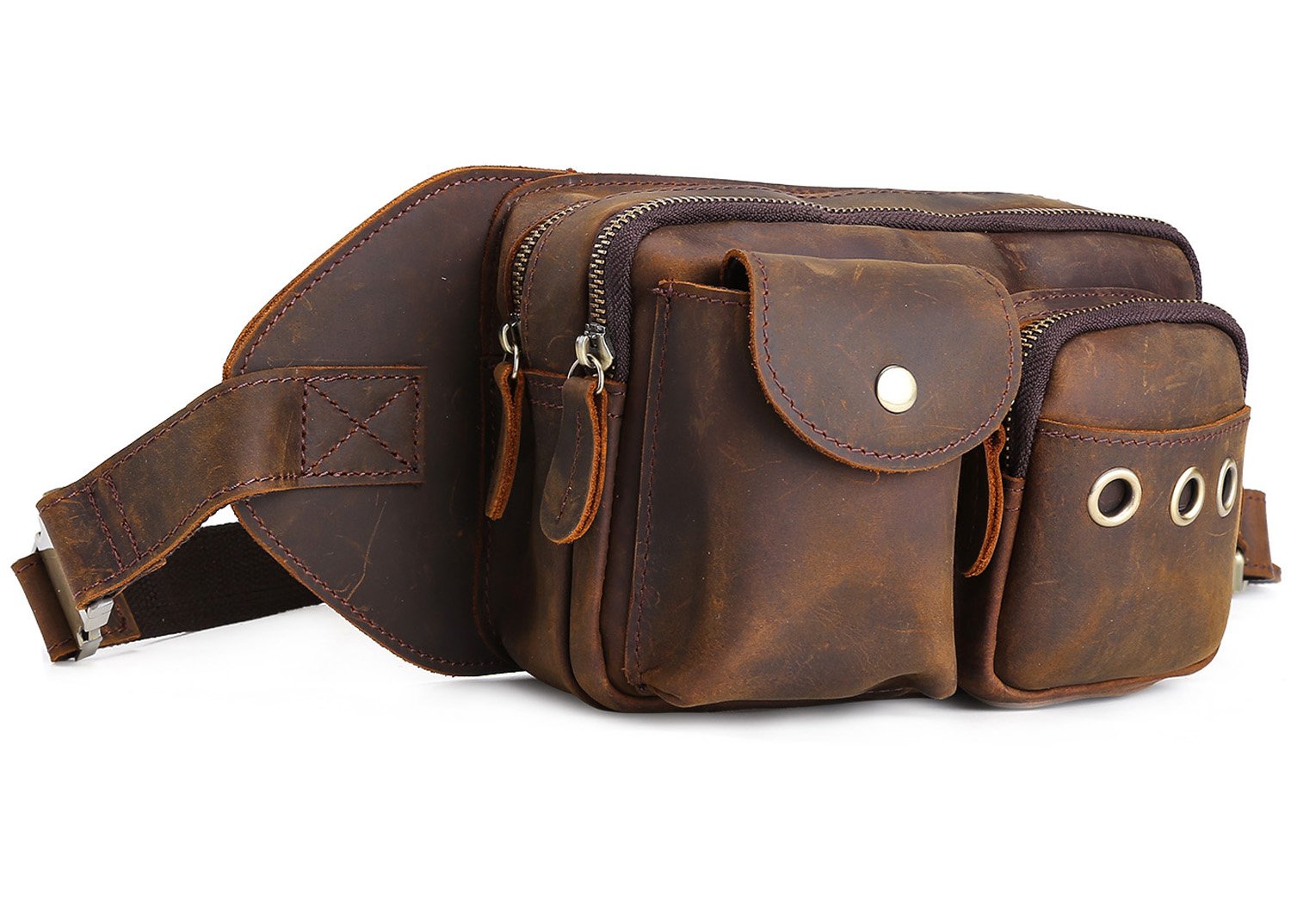 Polare Thick Crazy Horse Leather Chest Pack Fanny Pack Waist Pack