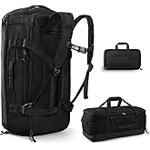 Haimont 55L Foldable Duffle Bag Backpack with Shoe Compartment, Large Travel Duffel for Gym, Sports, Luggage, Camping, Men & Women, Black