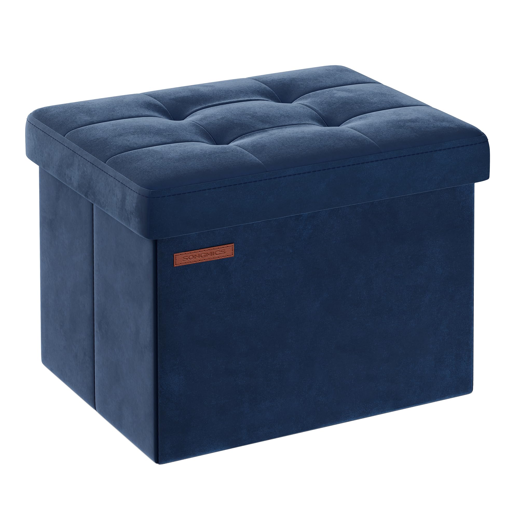 SONGMICS Storage Ottoman, Foldable Small Ottoman Foot Rest, 31 x 41 cm Foot Stool, Ottoman with Storage, Load up to 130 kg, for Living Room, Bedroom, Dorm, Midnight Blue LSF200Q51 — image 1