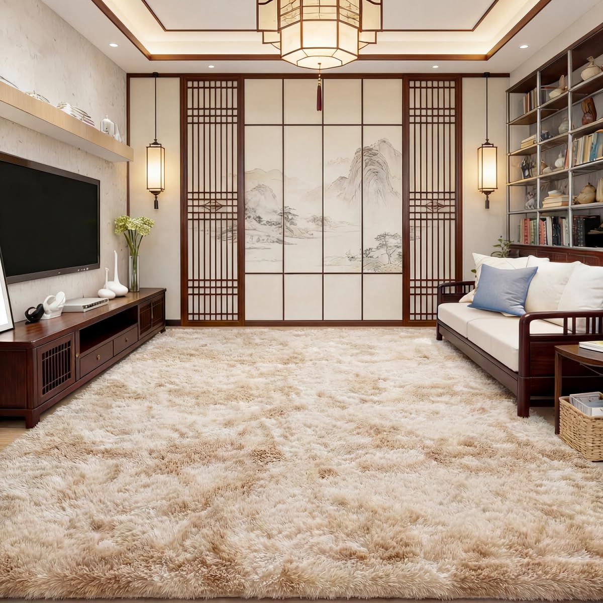 lekeplus Rugs Living Room Large Rugs Bedroom Anti Skid Rug Shaggy Soft Rug for Living Room Bedroom Play Area Kids Room Luxury Decorative(Khaki 160x230cm) — image 1