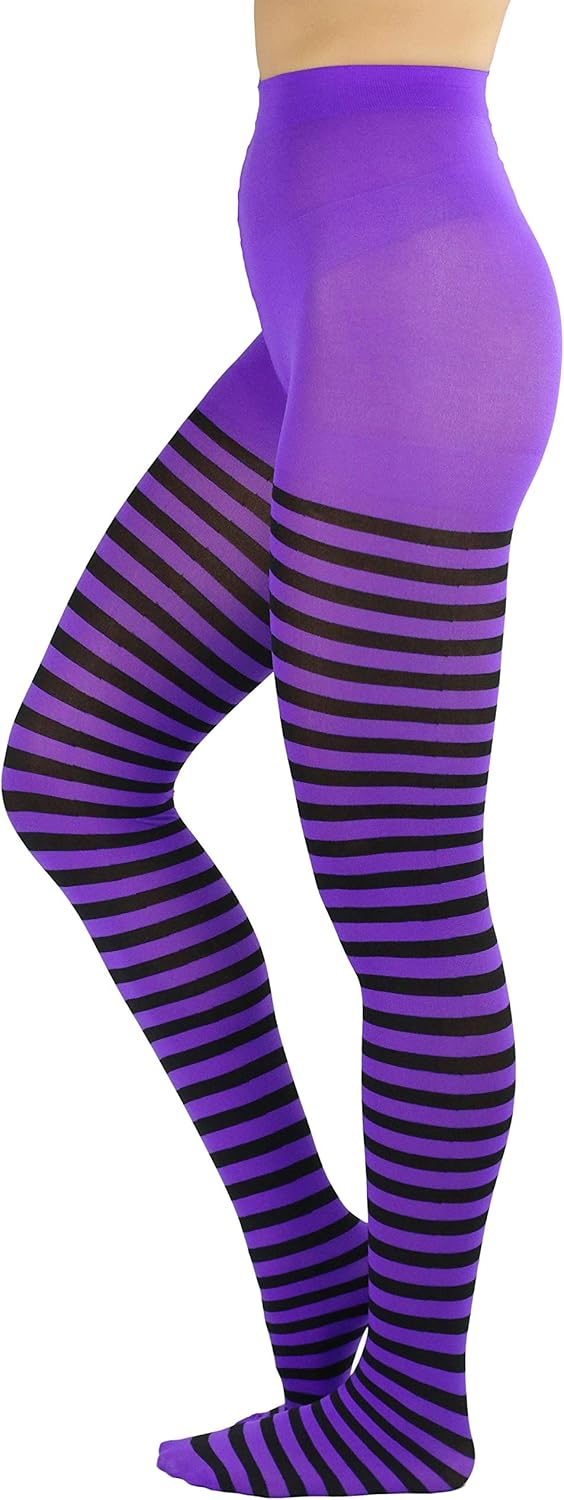 ToBeInStyle Women's Nylon Horizontal Striped Tights at  Women’s Clothing store