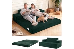 Fantico Folding Sofa Bed, Queen Size Convertible Foam Sofa with Backrest & Armrests, Portable 3 in 1 Versatile Large Chair Be