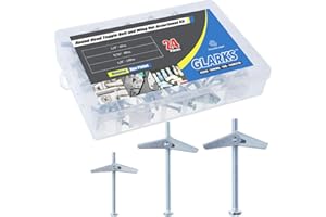 Glarks 24Pcs 1/8'', 3/16'', 1/4'' inch Zinc Plated Steel Round Head Toggle Bolt and Wing Nut Assortment Kit