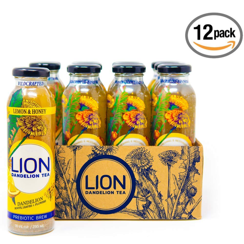 Dandelion Tea - LION Tea (Lemon Honey) Whole Plant Dandelions (Dandelion Root + Dandelion Leaf + Dandelion Flower). Detox - Digest - Restore. All Natural Flavors. Enjoy Hot or Cold. by LION Tea