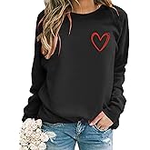 APRFLOWER Women Valentines Sweatshirt Love Heart Graphic Print Shirts Valentine’s Day Shirt Vintage Pullover Tops