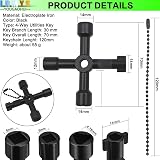 LRMYS 4-Way Utility Key Gas Electric Water Meter Radiator Bleed Cabinet Black view 2