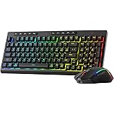 Redragon S142 Wireless Gaming Keyboard & Mouse Combo, 98 Keys K515 PRO RGB Membrane Keyboard & 4800 DPI Wireless 2.4Ghz Gaming Mouse Bundle, Convenient Shared Dongle