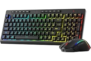 Redragon S142 Wireless Gaming Keyboard & Mouse Combo, 98 Key RGB Membrane Keyboard and 4800 DPI Wireless 2.4Ghz Gaming Mouse 