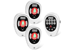 Chtoocy Rechargeable Wireless Caregiver Pager Smart Call Button Transmitter with Receiver Nurse Calling Alert Patient Help System for Elderly 1000 Feet Range (3 Call Buttons and 1 Receiver, White)