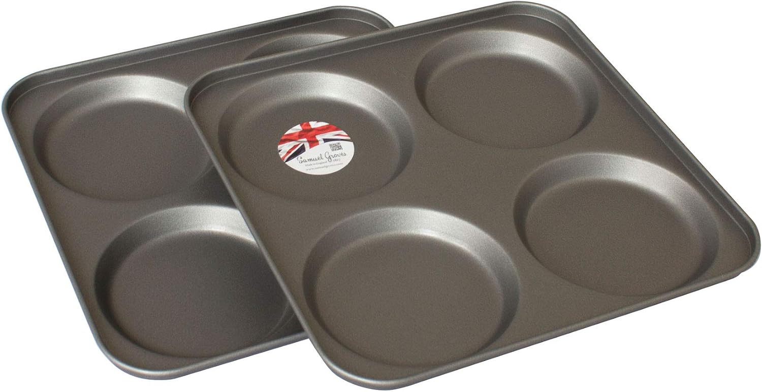 Samuel Groves Chabrias Ltd UK-Made 2-Pack Yorkshire Pudding Tray, 4-Cup “Giant”, Carbon Steel, Long-Life Non-Stick, Even-Bake - Image 3