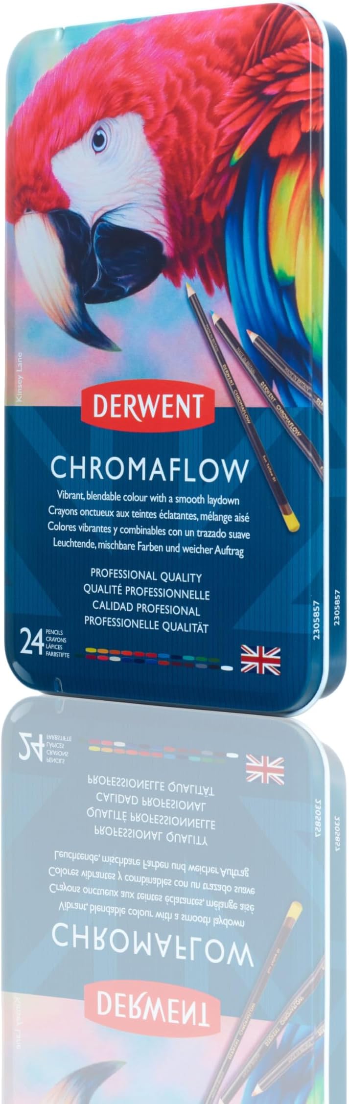 Derwent Chromaflow Pencils 24 in Tin 3.5mm Core Premium Blendable Colors