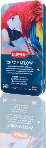 Derwent Chromaflow Pencils 24 in Tin 3.5mm Core Premium Blendable Colors