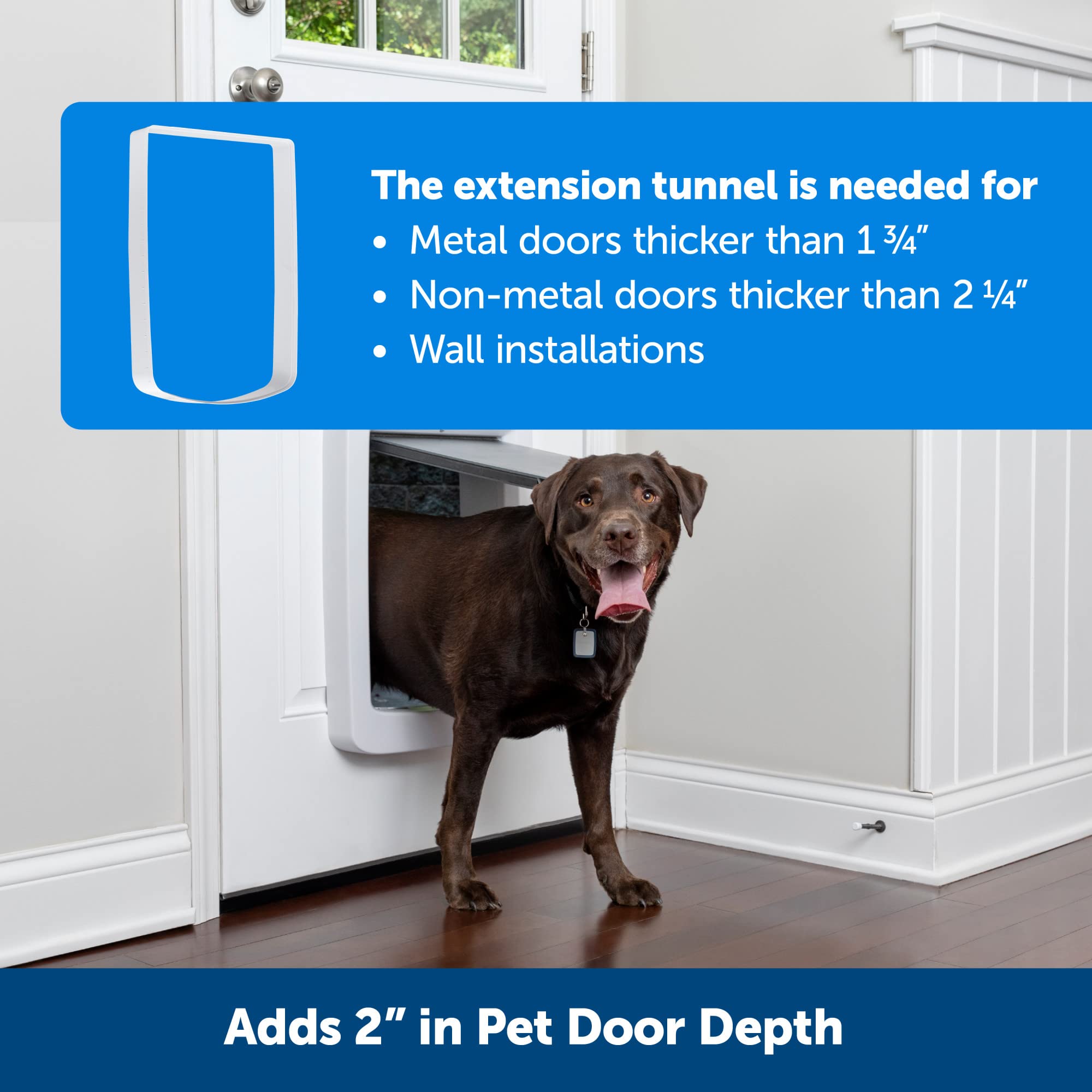 PetSafe SmartDoor Connected Pet Door for Cats and Dogs Tunnel Extension for Thick Doors and Walls, Large, ZAC19-17243