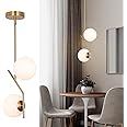 SeeU Brass Pendant Lighting 2 Light Chandelier Gold Globe Pendant Light Fixture Indoor Hanging Light Fixture for Kithchen Island Dinning Room Bedroom
