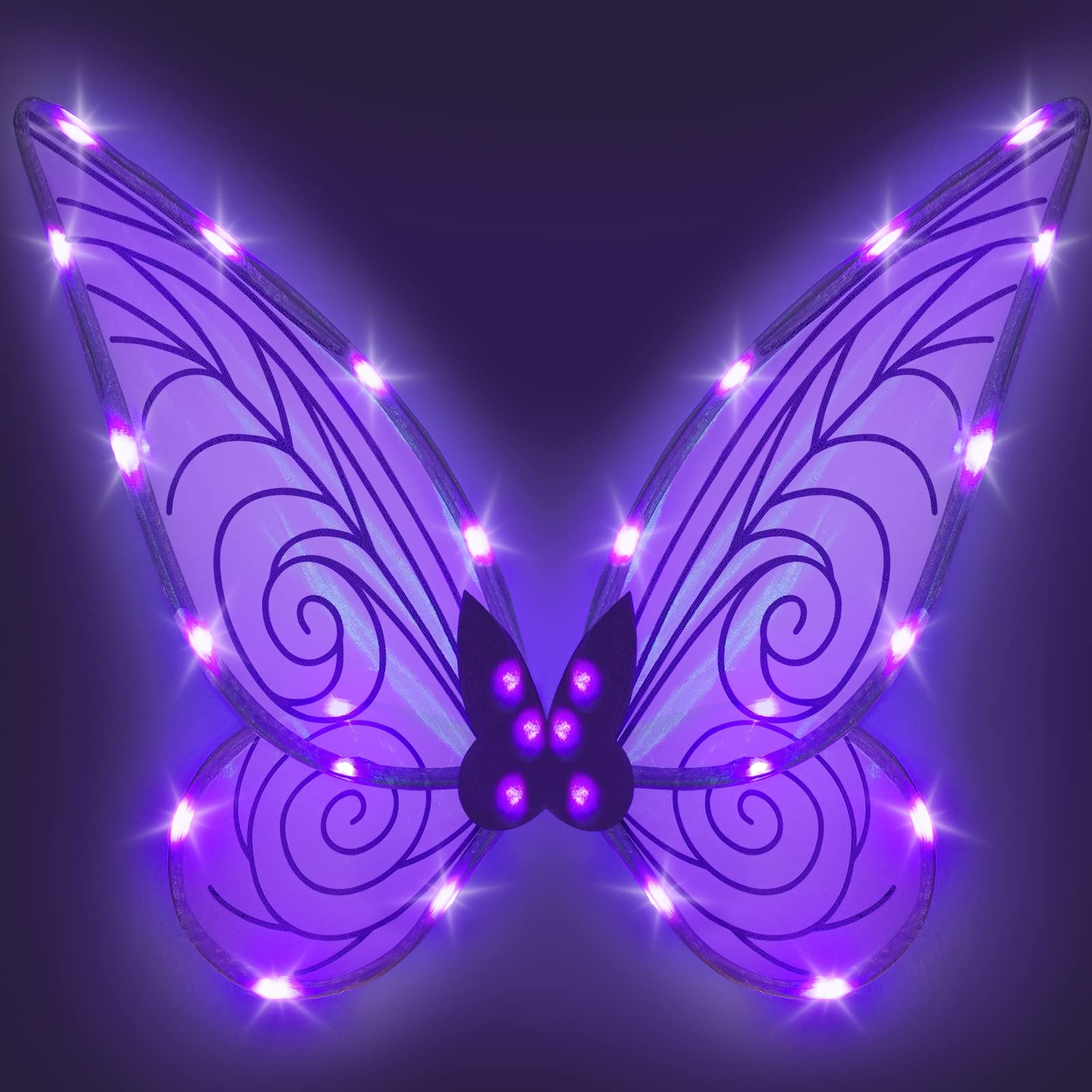 Photo 1 of Quescu  Fairy Wings for Adults,LED Butterfly Wings for Girls Women,Halloween Costume Dress Up,Gifts for Kids