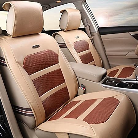Amazon ファーストクラス Firstclass 車シートカバー シートクッションセット Puレザー カーシートカバー 全席 カムリ 汎用 クリーム色 6pcs シートカバー 車 バイク