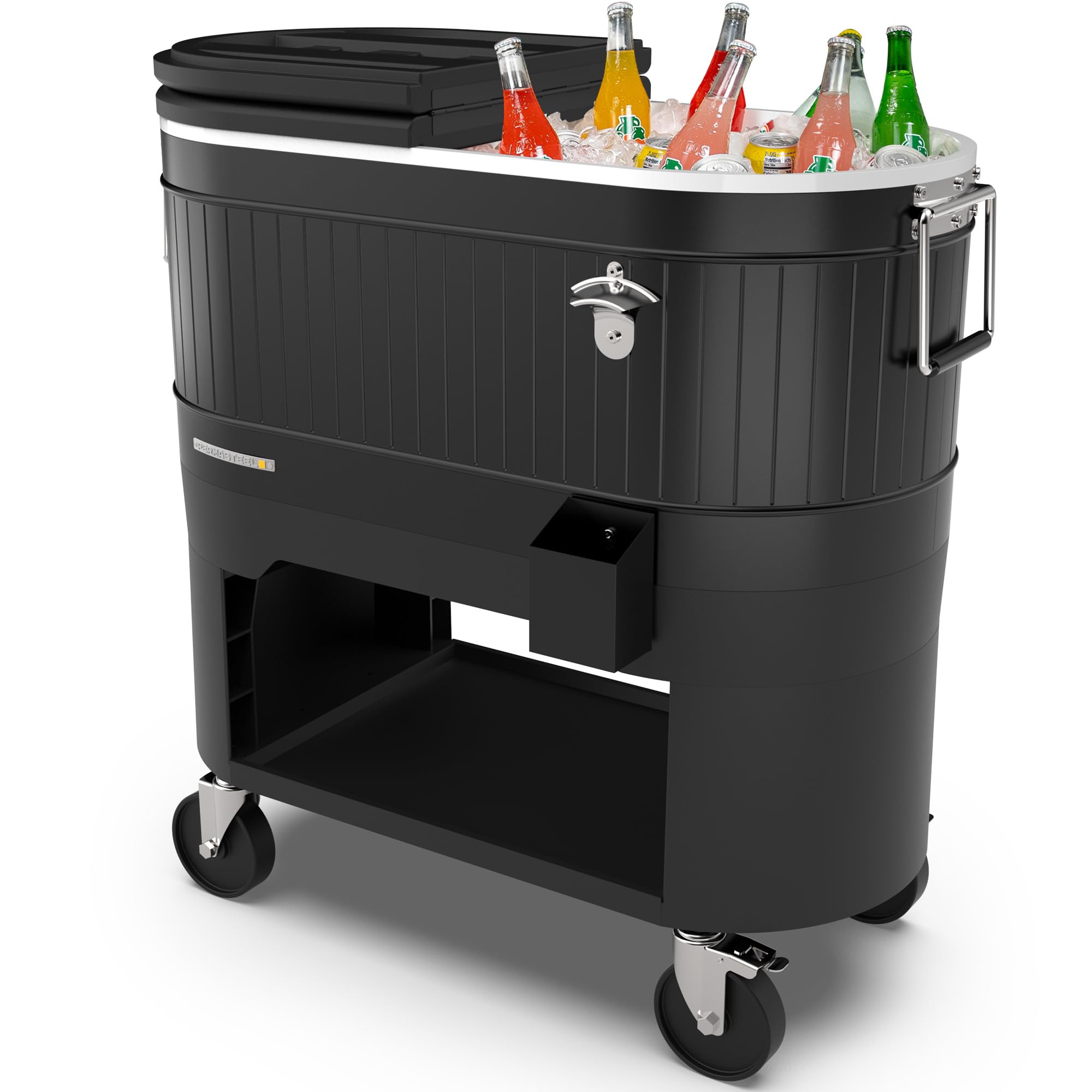 Photo 1 of **MISSING WHEELS,HANDLES AND HARDWARE**Permasteel 120-Qt Rolling Ice Chest, Portable Patio Party Bar Drink Cooler Cart with Wheels, Drink Dividers - Perfect for Outdoor or Indoor Entertaining, and Parties, Black