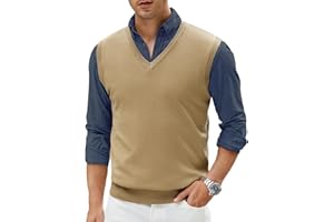 Moda Viva Men's V-Neck Sweater Vest Wool Blend Knitted Sleeveless Pullover Sweater Vests