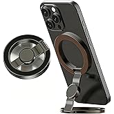 Magnetic Phone Stand Fidget Spinner, Dual Sided Magnet Rings Phone Holder | Stress Relief Magnet Fidget, Fits for iPhone 12-17/MagSafe Cases, Strong Adhesion Phone Grip Stand for Gym Home Travel