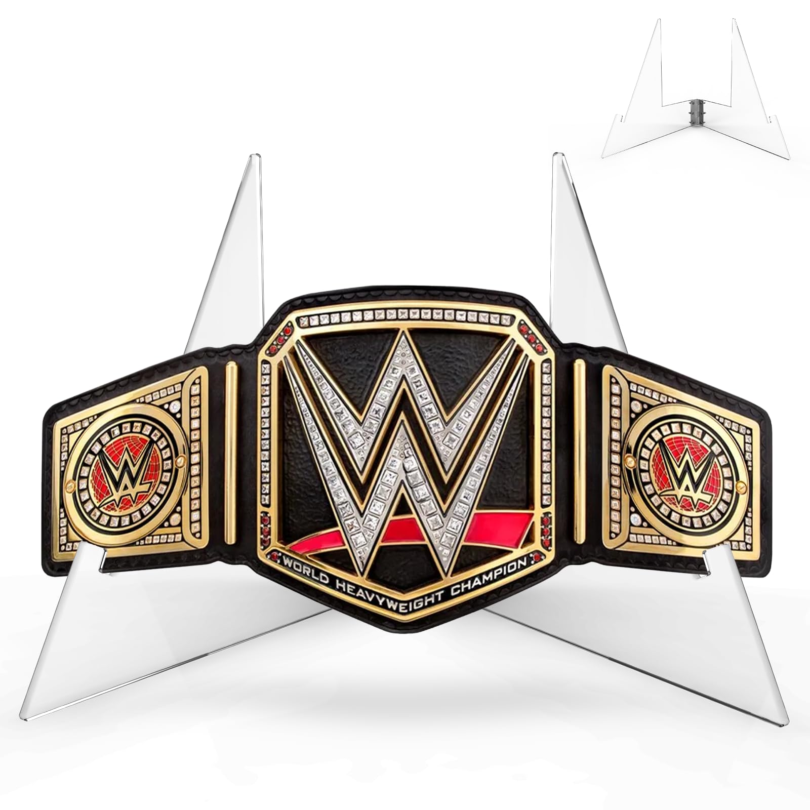 Photo 1 of ***DISPLAY STAN ONLY***FUGVBB Championship Belt Display Stand for Heavy Duty Wrestling & Football Trophies - 9.8x9.8x4 Inch Acrylic Award Holder Base, No Assembly Required
