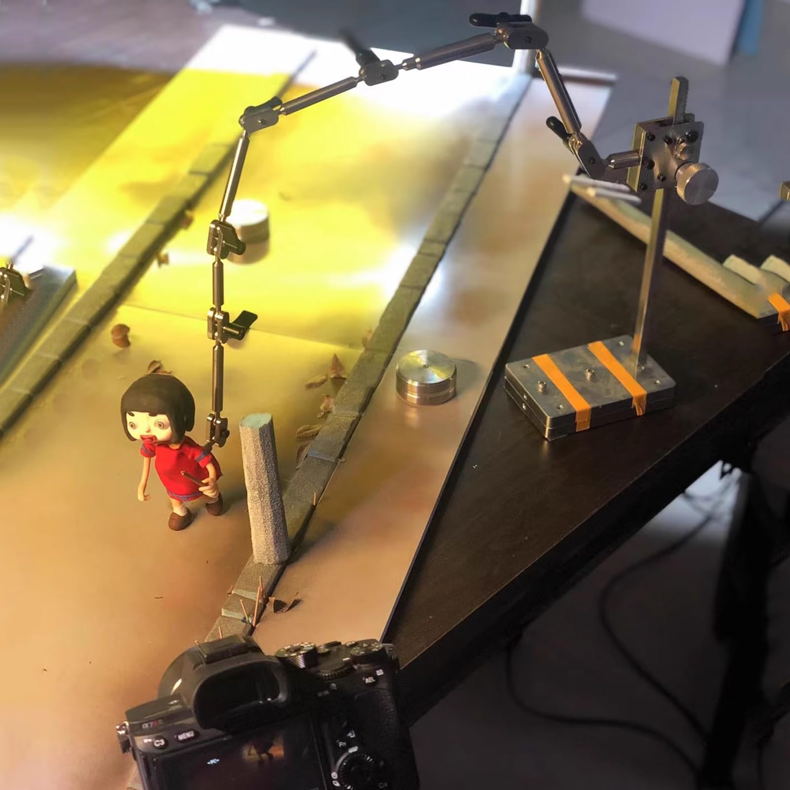 Stop Motion Animation Kit DIY-Stopmotion Rig Armature Rigging System with 5 Connectors for Animators, Stop Motion Stand Shooting Bracket Kits, Time-Lapse Product Photography - Arm Length 26cm, Silver