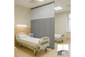 Chapou 60" W x 96" L/5x8 FT Inherent Flame Retardant Hospital Curtain Room Divider, Grommet Flame Resistant Cubicle Curtains Medical Privacy Curtain for Hospital, Medical Clinic, Lab, School, Gray