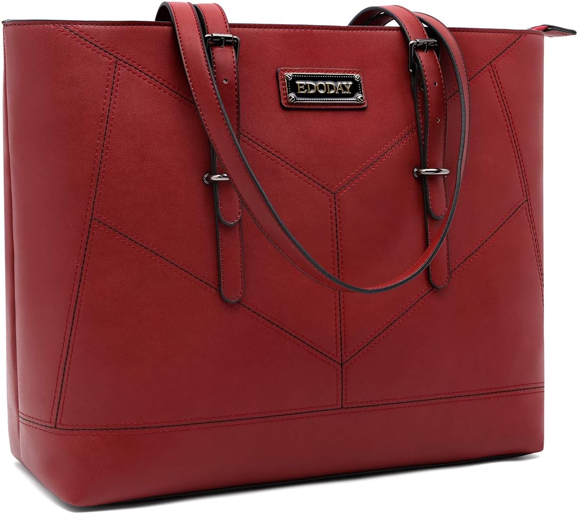 thumbnail interactive-video image 1 of Mosiso 17" Laptop Tote Bag For Women – PU Leather, Work Business Travel Handbag 1 of 3