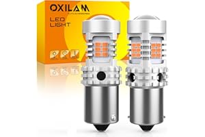 OXILAM 7507 PY21W BAU15S LED Bulbs Amber Yellow 2800LM for Turn Signal Lights with Build-in Load Resistor CANBUS Error Free 2