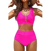 Aqua Eve Women High Waisted Bikini Sets - Tummy Control U-Wire Cutout Swimsuits Two Piece Bathing Suits 2025 Swimwear
