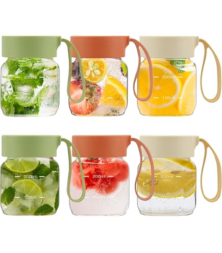Danmu 10oz Glass Juice Bottles With Lids - 6 Pack, Borosilicate, Leakproof, Dishwasher Safe