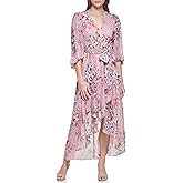 Eliza J Womens 3/4 Balloon Sleeve V-Neck Hi-lo Maxi Dress