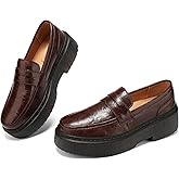 BEAUSEEN Women's Platform Chunky Penny Loafers Comfortable Lug Sole Slip-On Business Work Casual Dressy Shoes