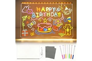 XING CHEN HAI YANG LED Note Board with Colors, 11.8"x7.9" LED Drawing Board for Kids, LED Drawing Board for Kids with Stand, 7 Markers,Light up Message Board with Stand