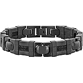 Men's 8.5" Stainless Steel & Rubber Link Bracelet with Black Finish - Modern Resilience