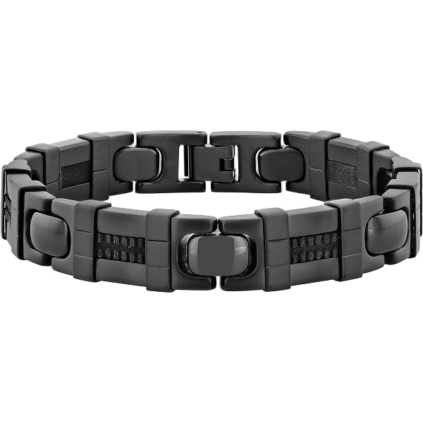 Men's 11mm Stainless Steel and 54 Black Diamond Bracelet