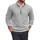 Yousify Mens Quarter Zip Pullover Mock Neck Long Sleeve Sweatshirts Casual Cotton Lightweight Golf Shirts