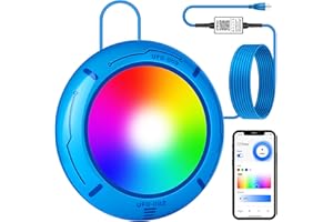 GTBRITER Above Ground Pool Lights with APP Control 20W RGB Dimmable LED Pool Lights with Suction Cups and Built-in Magnets 12V Underwater Pool Light for Above ground Inground Pools IP68 Waterproof 28FT Cord B