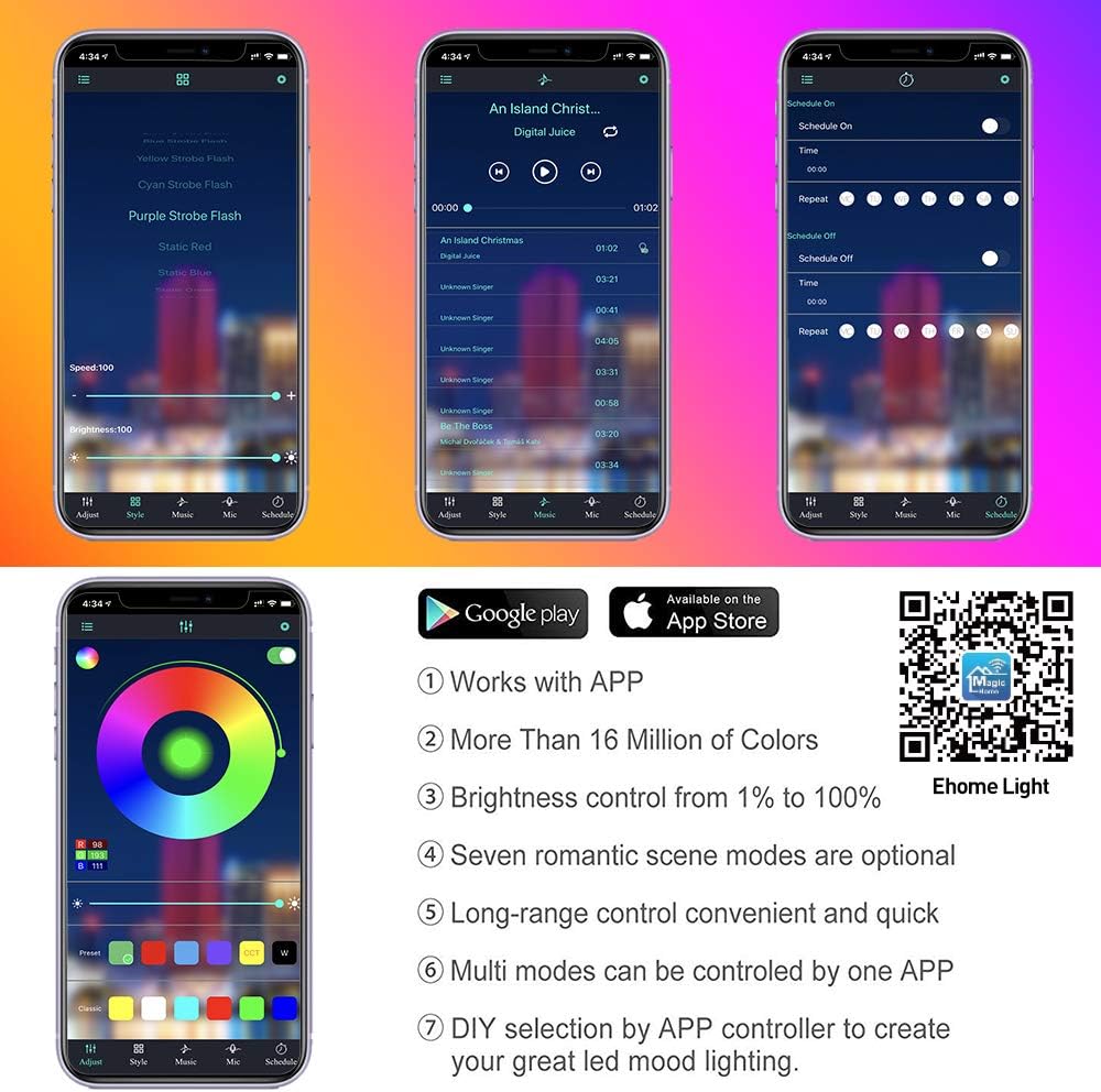 CT CAPETRONIX Interior Car Lights, Car led strip lights interior with APP and IR Remote, Upgrade 2-in-1 4pcs Waterproof RGB 48 LEDs Music Car LED Lights Under Dash Lighting Kit with Car Charger DC 12V: Automotive