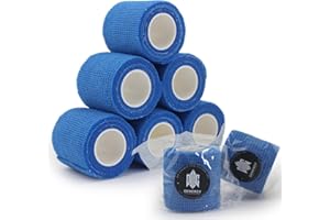 Tattoo Grip Cover Wrap Blue - Denergy 6pcs PMU Pen Grip Tape Wrap Cover Cohesive Sports Adherent Tape Adhesive Bandage for Tattoo Machine Tattoo Accessories (Blue 6pcs)