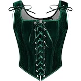 SCARLET DARKNESS Renaissance Corset Tops for Women Pirate Lace Up Overbust Velvet Bustier Bodice