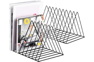 TORESPER 2 Pcs Magazine Holder,Desktop File Sorter Organizer Triangle Bookshelf Decor Home Office,Photography Props（Black）
