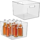 iDesign Storage Bin with Handles, Set of 2, Clear | For Kitchen, Bathroom, or Home Office, Made in USA
