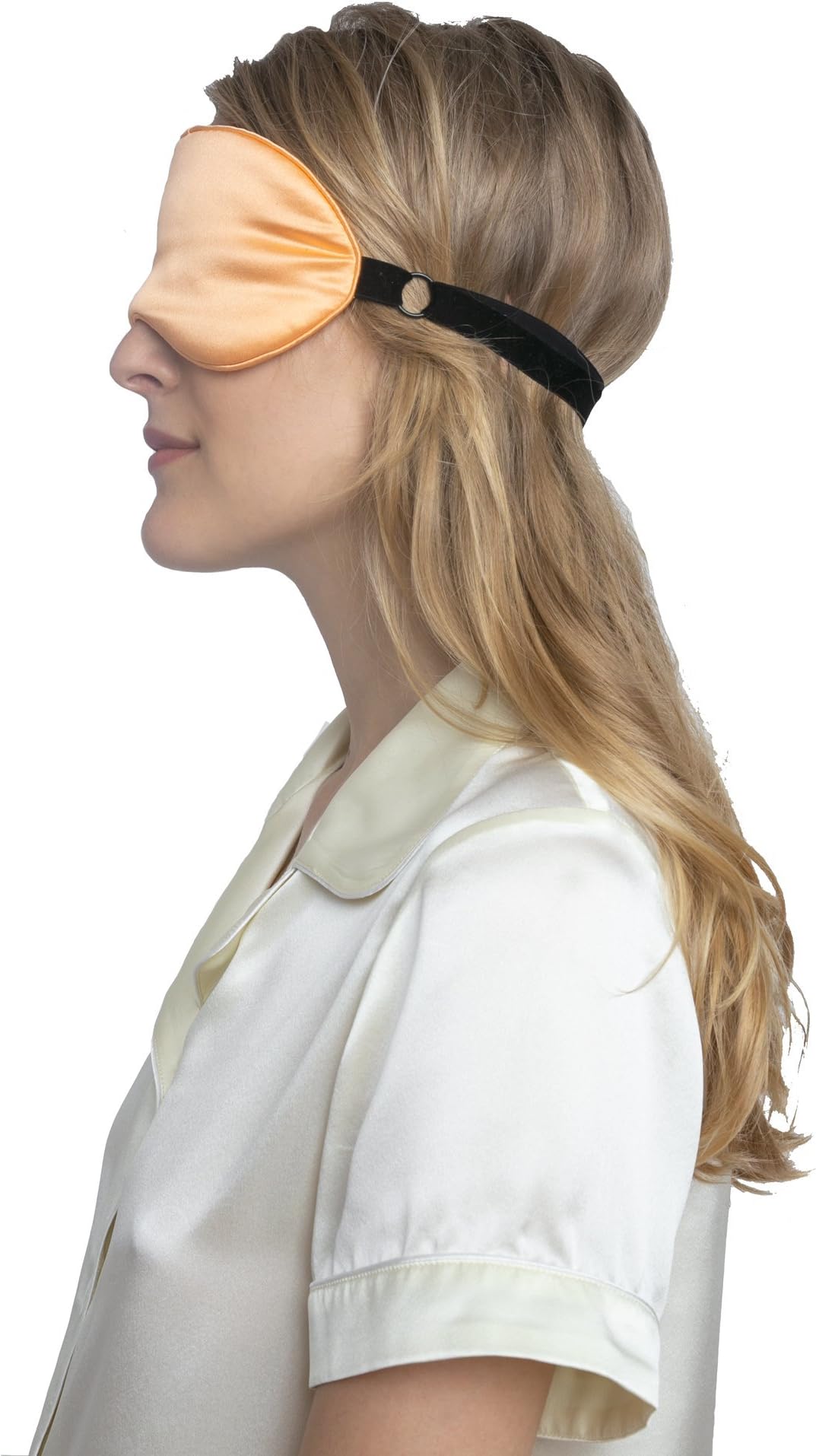 MYK Silk Sleeping Eyemask, Filled with Pure Mulberry Silk, Napping Blindfold, for Sleeping, Travel Eye Mask, with Adjustable Strap for Comfort, Peach