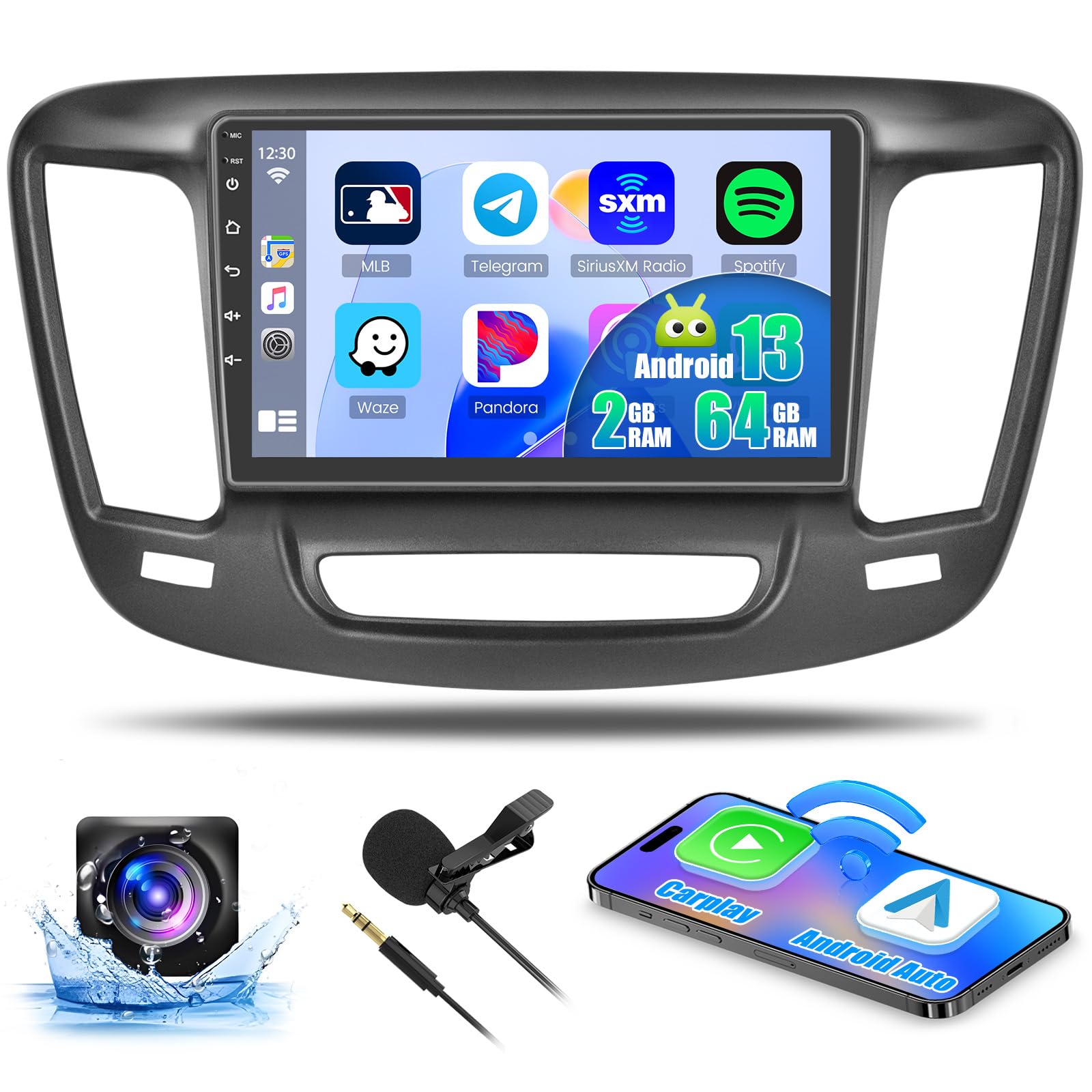 Photo 1 of [2+64G] Android 15 Car Radio Stereo for Chrysler 200 2015 2016 2017, 9 inch IPS Touch Screen Radio, Wireless Carplay/Android Auto/Bluetooth/GPS/FM RDS/EQ/WiFi +Free AHD Cam