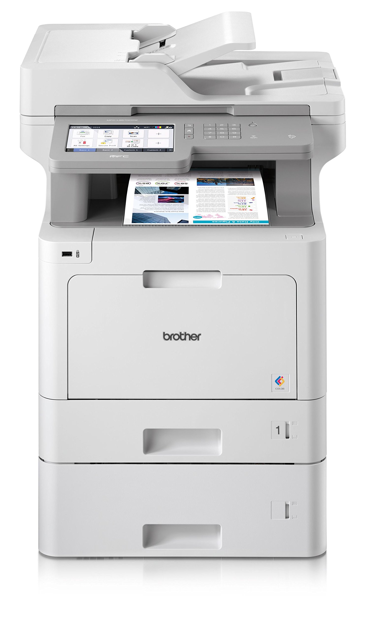Brother MFC-L9570CDWT Professionelles 4-in-1 Farblaser-Multifunktionsgerät (31 Seiten/Min., Drucker, Scanner, Kopierer, Fax, 2400 x 600 DPI) weiß/grau