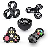 Cevioce Fidget Toys Adults Pack 5Pcs,Fidget Spinner with Magnetic Rings Gyro,Fidget Controller Autism Sensory Toys,ADHD Stres