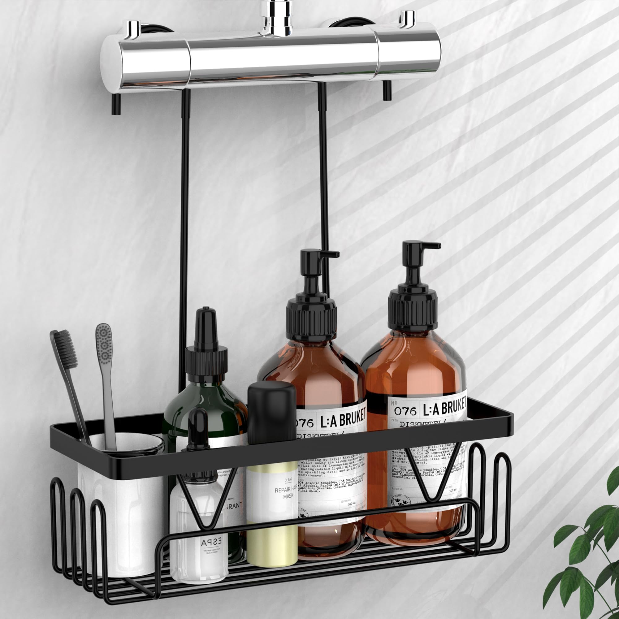 KEGII Shower Caddy Hanging, Bathroom Shower Storage with Hanger, Shower Shelf Hanging Hooks, Shower Tidy Organiser Accessories Black