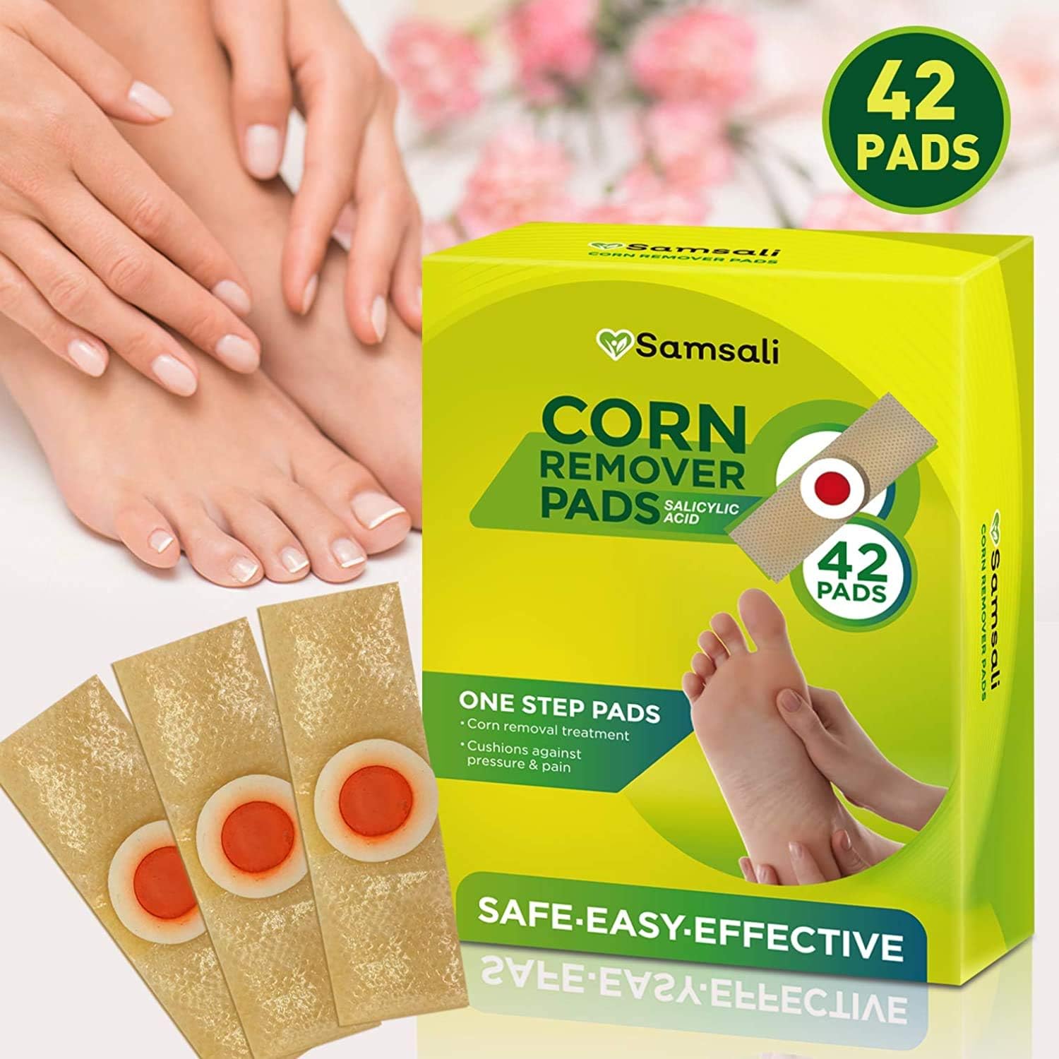 Samsali Corn Remover, 42 Corn Remover Pads, Toe Corn and Callus Removal, Corn Treatment Pads, Best Corn Remover Pads for Foot Corn Removal, 42 Pads: Health & Personal Care